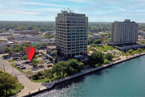 Sarnia, Front St. 201 - Aerial 01a (Labeled)