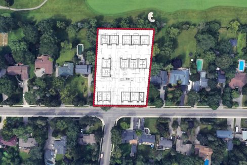 Upper Queen St. 553-557 - Aerial Outlined + Plan